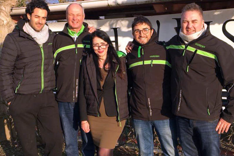 Tommy Pickering signs deal with Maver (left to right): Sebastiano Brunelli, Tommy Pickering, Sarah Phoenix, Matteo Pirazzini & Lee Edwards