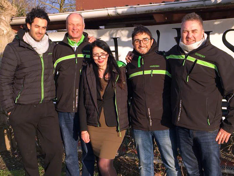 Tommy Pickering signs deal with Maver (left to right): Sebastiano Brunelli, Tommy Pickering, Sarah Phoenix, Matteo Pirazzini & Lee Edwards