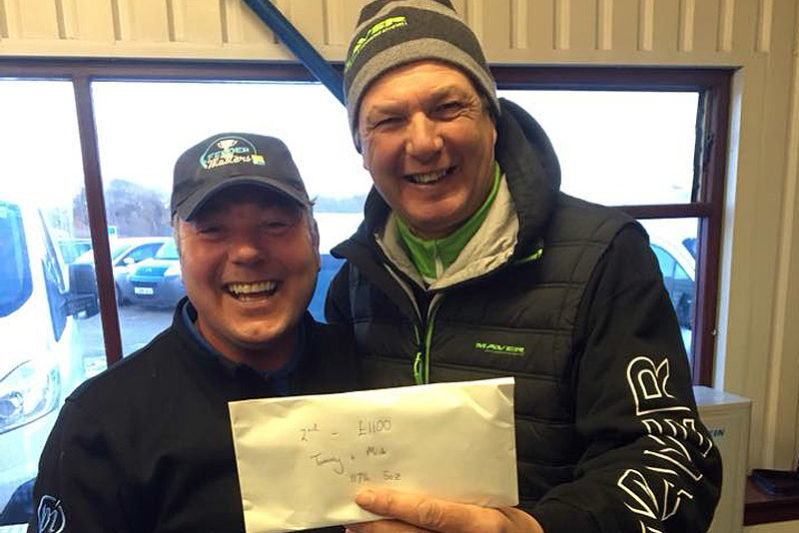 Tommy celebrates a second place finish with partner Mick Vials Tommy celebrates a second place finish with partner Mick Vials