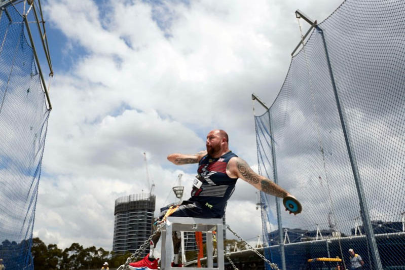 Dave in action during this year's discus event in Sydney, Australia